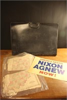 Leather Portfolio Full of Maps, Posters & Politics