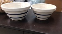 2 pc Vintage Crock Mixing Bowls
