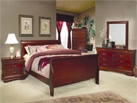 Louis Philippe Queen 5 pc Cherry Bedroom Suite