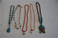 5 Antique Asian Beaded Necklaces