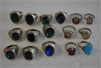 16 Antique Asian Stone Rings