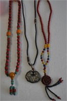 3- Lovely Antique Asian Beaded Necklaces