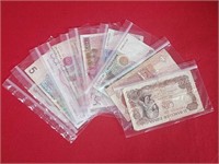 Eleven Foreign Currency Notes