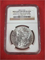 1883 O Brilliant Uncirculated Morgan Silver Dollar