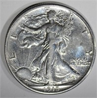 1918 WALKING LIBERTY HALF AU CLEANED