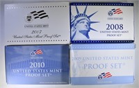 U.S. PROOF SETS: 2008, 2009, 2010, 2007