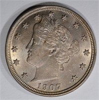 1907 LIBERTY NICKEL, CH BU