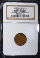 1863CIVIL WAR TOKEN F-630AK-1A, NGC MS-62 BN