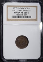 1863 CIVIL WAR TOKEN F-700C-3A NGC MS-62 BN