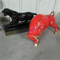 TV lamps-panther, Red ceramic bull