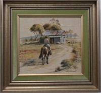 John Cornwell Oil Riding up to the shack