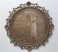19thC gilt wood framed Pre Raphaelite print