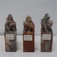 Three Chinese soapstone (Shoushan) seals