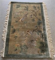 Chinese green ground wool floor rug