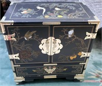 Chinese black lacquer bedside cabinet