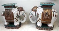 Pair Chinese porcelain elephant seats