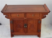Chinese rosewood cabinet carved with Shou symbols