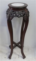 Qing carved hardwood marble inlaid stand