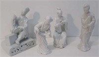 Four Chinese blanc de chine porcelain figures