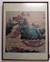 Framed large 19thC Japanese woodblock print