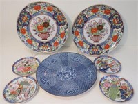 Two Japanese floral large Imari plates