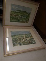 Pair framed Grandma Moses prints