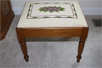 Wooden stool with needlepoint top