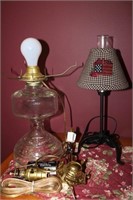 Kerosene lamp converted to electric and wrought