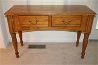 Oak library style table with two drawers