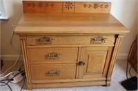 Oak washstand with carved back