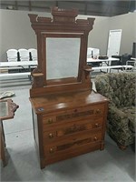 Antique 3 drawer vanity with mirror