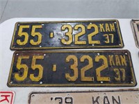 Pair 1937 Kansas License plates