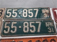 Pair 1931 Kansas License plates