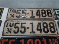 Pair 1934 Kansas License plates