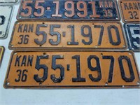 Pair 1936 Kansas License plates