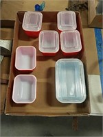 Pyrex refrigerator jars (2 missing lids)