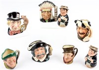 Lot of 8 Toby Character Jugs by Royal Doulton