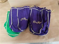 10 Crown Royal bags,7 purple and 3 green