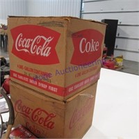 2 Coca-Cola boxes w/glass bottles
