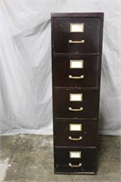 Wood Five Drawer Filing Cabinet Black