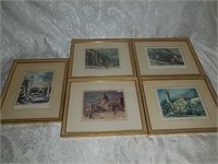 5 vintage framed prints St Louis