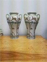 Pair fantastic antique Nippon vases