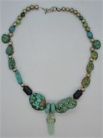 Hand Made Natural Stone & Sterling Bead Necklace