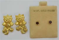 2 Pairs Gold-tone & Gold Filled Earrings