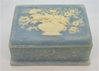 Small Vintage Lady's Incolay Stone Trinket Box