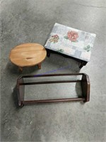 Small Wooden Stools & Rack