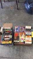 2 Boxes Of Vhs Tapes And Vhs Player