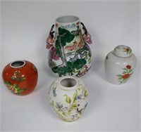 Chinese Ceramic Deerhead Vase & Misc Vases