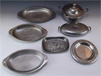(7) Wilton Ware Pewter: Fish Pans, Tray, Pot, Dish