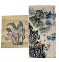 Asian Watercolor & Flower Painting on Silk